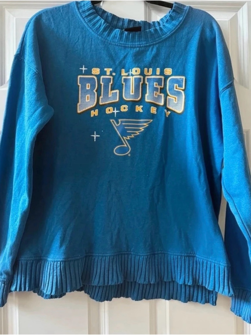 NHL St. Louis Blues Blue Crewneck Sweatshirt with Gold Logo